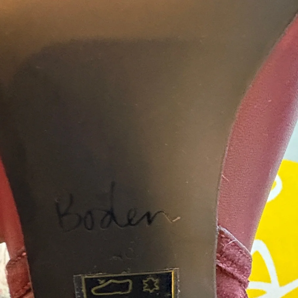 Boden Maroon Leather Heeled Boots - Picture 2 of 10